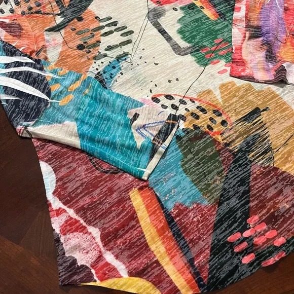 Jess & Jane Burnout Tunic Top Watercolor Abstract Made in USA Size Medium - Picture 3 of 7